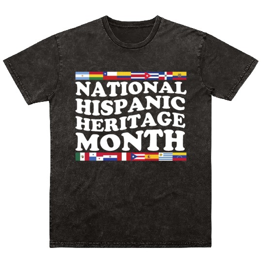 Hispanic Heritage Month National Latino Countries Mineral Wash T Shirts