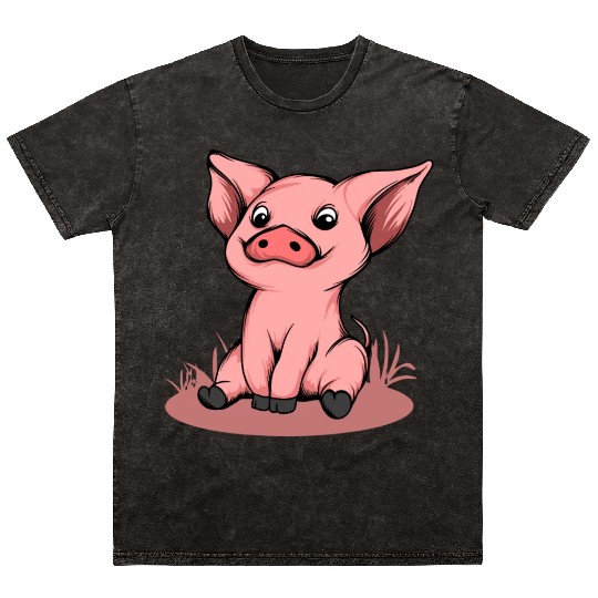 Cute Funny Happy Piglet Graphic Pig Lover Gift Mineral Wash T Shirts