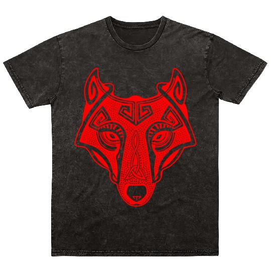 Viking wolf red Fenrir valhalla Mineral Wash T Shirts