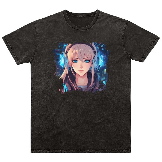 Aria Vox // Cyberpunk Girl Mineral Wash T Shirts