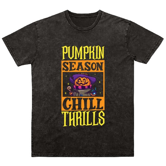 Scary Pumpkin Halloween Costume Autumn Fall Gift Mineral Wash T Shirts