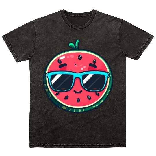 Kawaii Melon with Sunglasses: Summer Fruit Chill Mineral Wash T Shirts