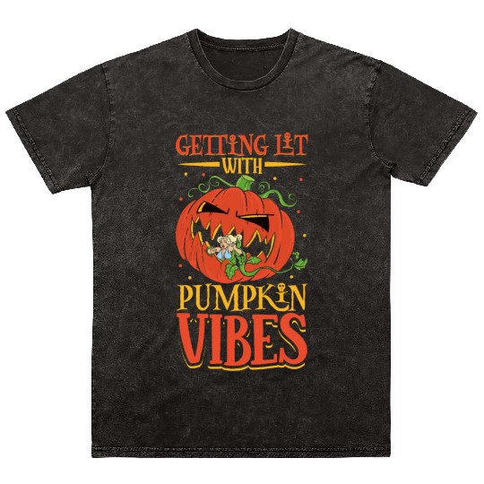 Scary Pumpkin Halloween Costume Autumn Fall Gift Mineral Wash T Shirts