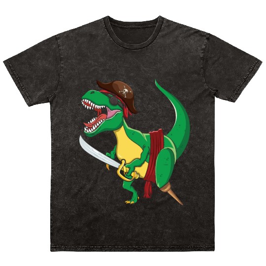 Dinosaur Jolly Pirate Decor Lazy Halloween Mineral Wash T Shirts