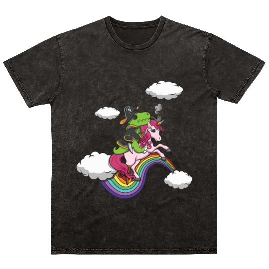 Dinosaur Pirate Unicorn Lazy Creepy Halloween Mineral Wash T Shirts