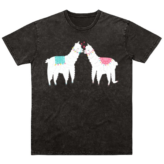 Llama Summer Wedding Anniversary Enet Mineral Wash T Shirts