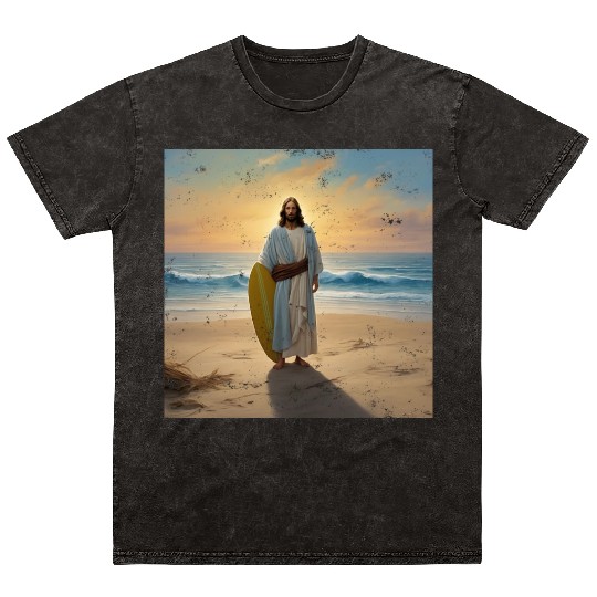 Surfing Jesus Mineral Wash T Shirts