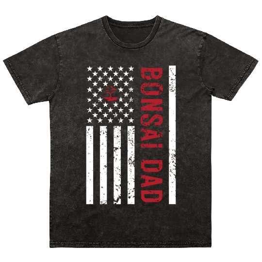 American Flag Bonsai Dad Mineral Wash T Shirts
