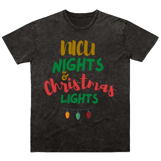 NICU Christmas | NICU nights & Christmas Lights Mineral Wash T Shirts