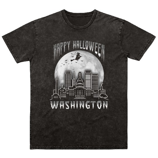 Happy Halloween Washington DC Mineral Wash T Shirts