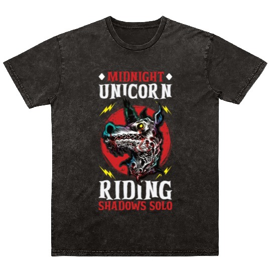 Dark Unicorn Horror Unicorn Midnight Unicorn Dark Mineral Wash T Shirts