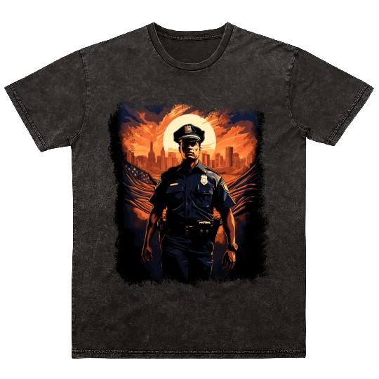 Police OfficerLaw Enforcement USA Patriotic Police Mineral Wash T Shirts