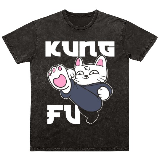 Kung Fu Cat Cat Mom Mineral Wash T Shirts