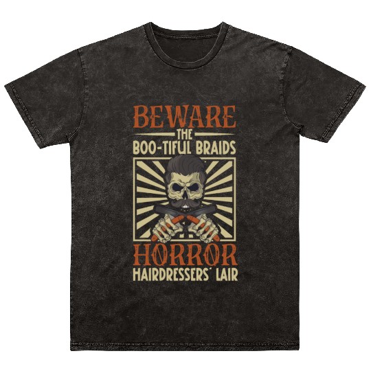 Horror Barber Spooky Hairdresser Hairstylist Hair Mineral Wash T Shirts