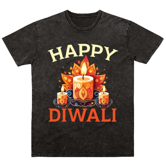 Happy Diwali Diwali Festival Indian Hindu Hinduism Mineral Wash T Shirts