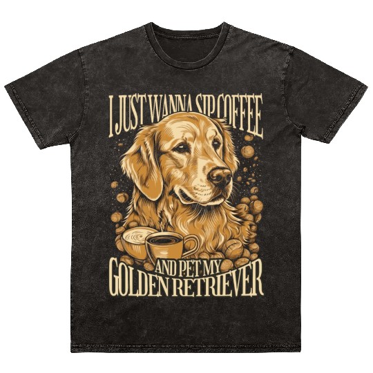 Golden retriever dog realistic Mineral Wash T Shirts