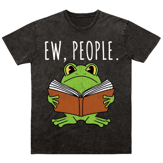 Ew People Cottagecore Frog Reading Book Mineral Wash T Shirts