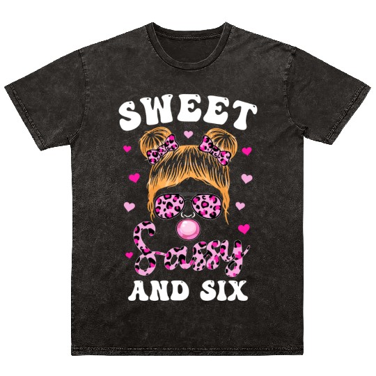 Sweet Sassy And Six Messy Bun Leopard Sunglasses Mineral Wash T Shirts
