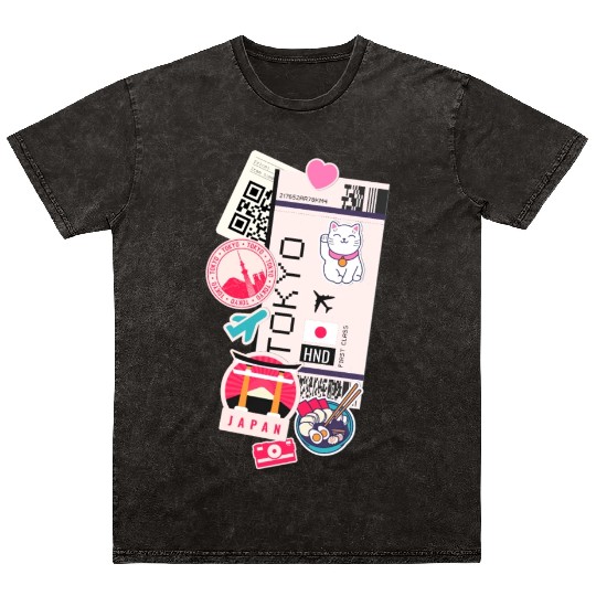 Tokyo Air Ticket Boarding Pass Plane Japan Travel Mineral Wash T Shirts