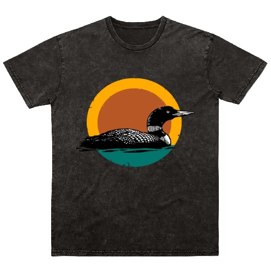 Loon Sunset Faded Look with Retro Colors Mineral Wash T Shirts