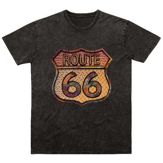 Route 66 vintage sign - Rusty metal 2 Mineral Wash T Shirts