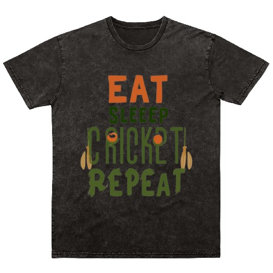 Eat Sleep Cricket Repeat: The Cricket Lover's Mineral Wash T Shirts