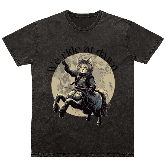 We ride at dawn! Cathorses! Mineral Wash T Shirts