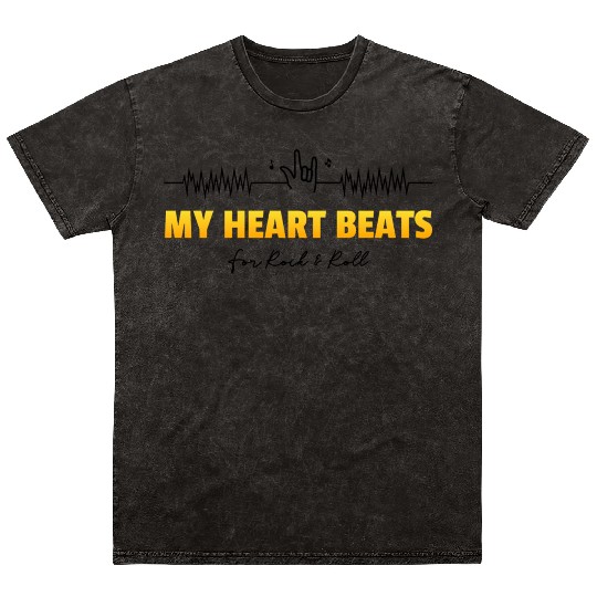 My Heart Beats For Rock Roll Mineral Wash T Shirts
