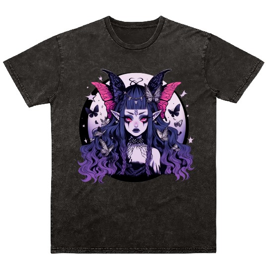 Gothic Dark Fairy Mineral Wash T Shirts