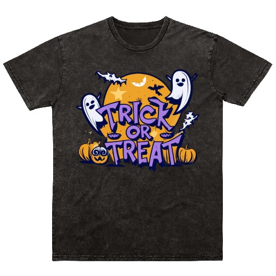 Trick or Treat Design Halloween Mineral Wash T Shirts Mineral Wash T Shirts Tees