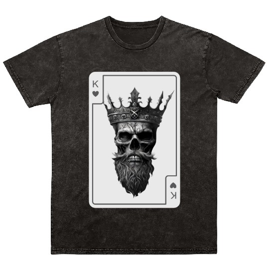 King of Hearts Creepy Card Game Poker Mineral Wash T Shirts