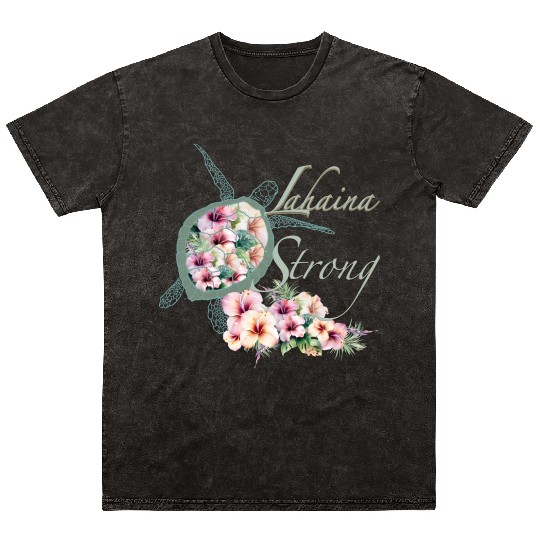 Lahaina Strong: Hibiscus and Sea Turtle Mineral Wash T Shirts