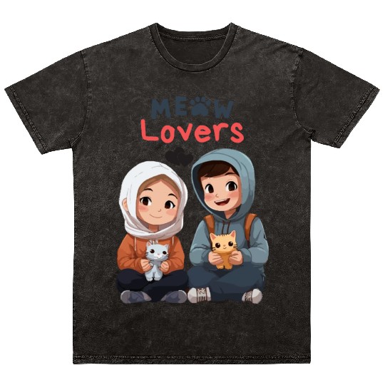 meow lovers Mineral Wash T Shirts