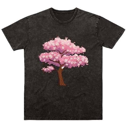 Sakura Serenity: Blossom-Infused Mineral Wash T Shirts