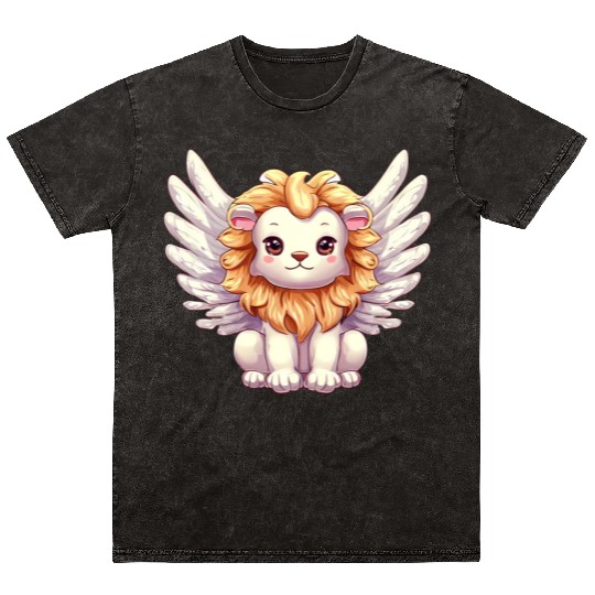 Lion angel with wings Mineral Wash T Shirts