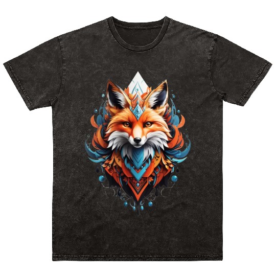 Mystical fox head artwork Mineral Wash T Shirts