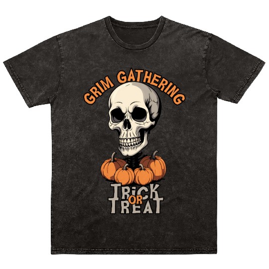 Grim Gathering. Halloween Trick or Treat Mineral Wash T Shirts