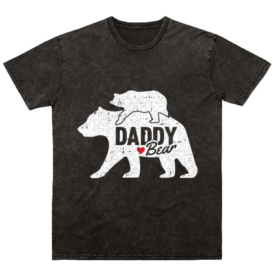 Daddy Bear Fathers Day Cute Baby Cub Papa Dad Mineral Wash T Shirts