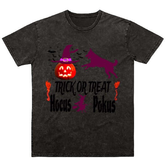 Pumpkin Halloween Trick or Treat Hocus Pocus Dog Mineral Wash T Shirts