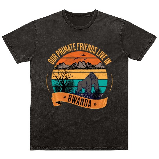 Rwanda Gorilla Our Primate Friends Mineral Wash T Shirts