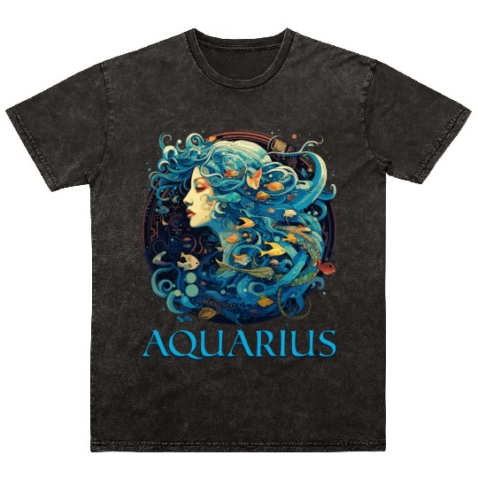Embrace Your Aquarius Identity: Aquarius Zodiac Mineral Wash T Shirts