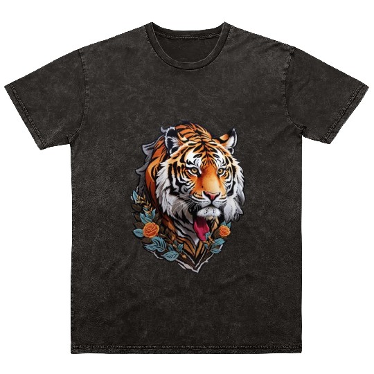 Roaring Majesty: Embrace the Power of the Tiger Mineral Wash T Shirts