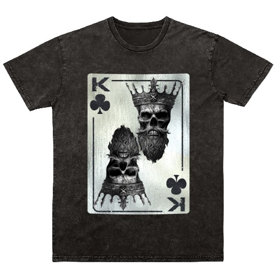 Gothic Card Game Clubs King Creepy Mineral Wash T Shirts