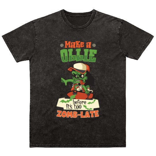 Spooky Horror Skateboarder Halloween Skateboarding Mineral Wash T Shirts