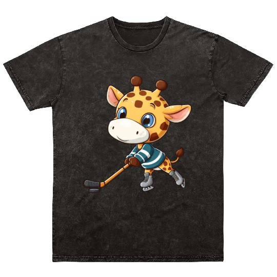 Giraffe Ice Hockey Player: A fun and unique design Mineral Wash T Shirts