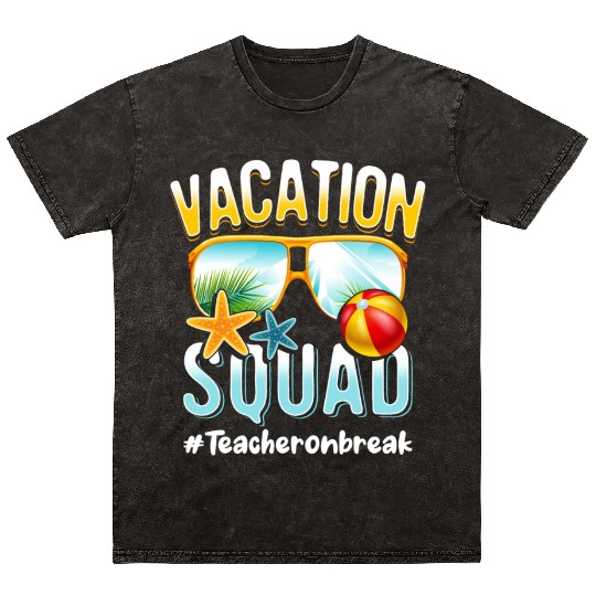 Teacher Vacation Squad #Teacheronbreak Mineral Wash T Shirts