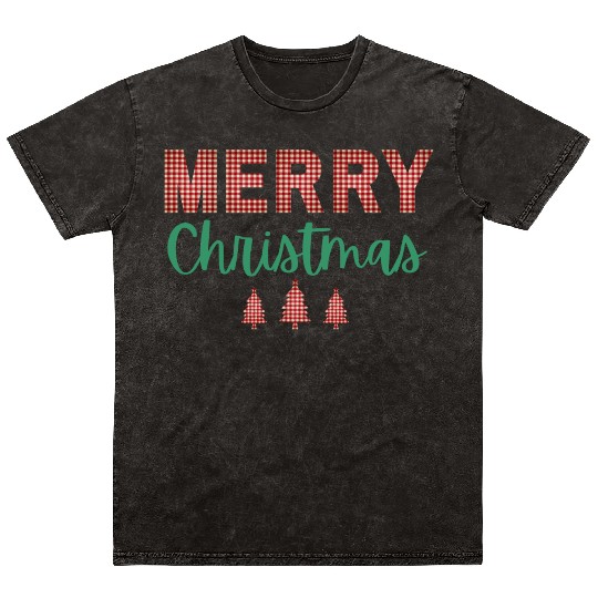 Merry Christmas Plaid Classic Holiday Style Mineral Wash T Shirts