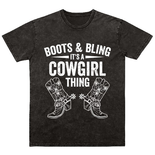 Funny Cowgirl Boots Bling Women Giftamerican pharo Mineral Wash T Shirts