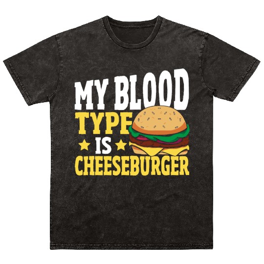 Hamburger Cheese My Blood Type Is Cheeseburger Mineral Wash T Shirts