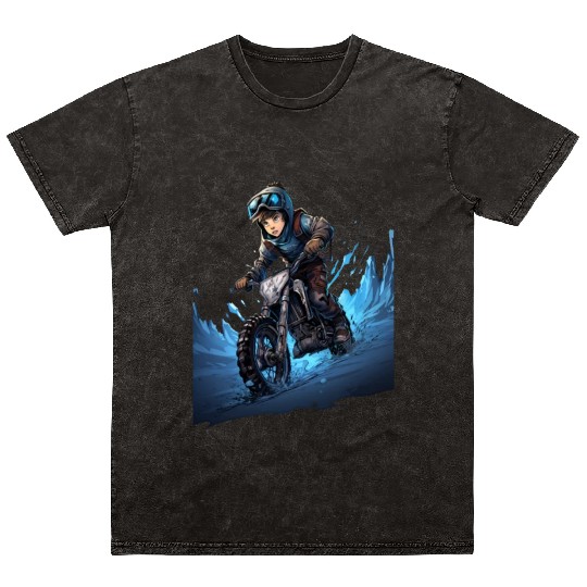 Dirt Bike Anime Ice Racing Motorcycle Ice Racer Mineral Wash T Shirts